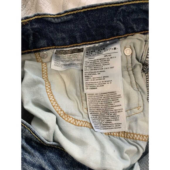 Levi's 511 Men's Jeans W32 L34 Straight Fit Dark Wash 5 Pocket Distressed - Picture 8 of 11